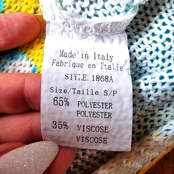 Luisa Ricci Abstract Floral Cold Shoulder Lightweight Sweater Made in Italy 🇮🇹 - Picture 7 of 8